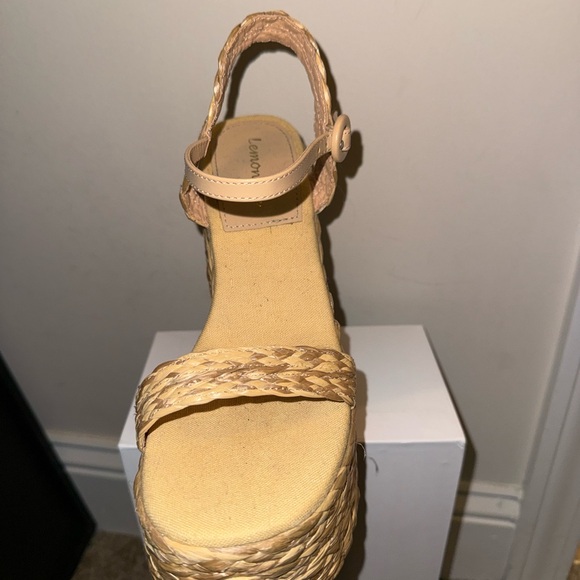 Miss Lola Beige Platform Wedge Sandals - Picture 4 of 4